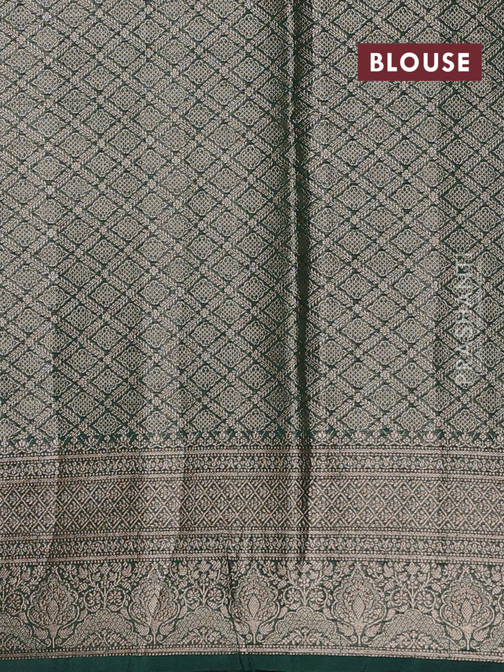 Red & Bottle Green Semi Chiniya Silk Saree