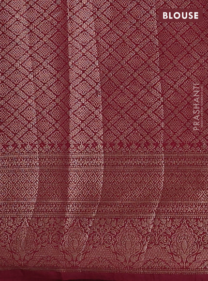 Peacock Blue & Maroon Semi Chiniya Silk Saree