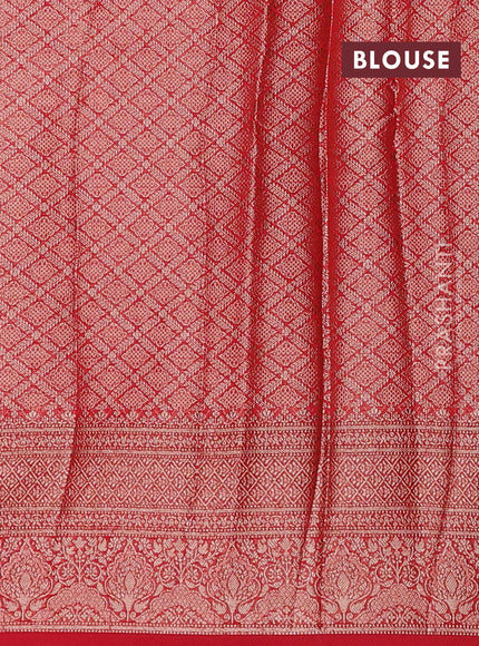 Navy Blue & Red Semi Chiniya Silk Saree