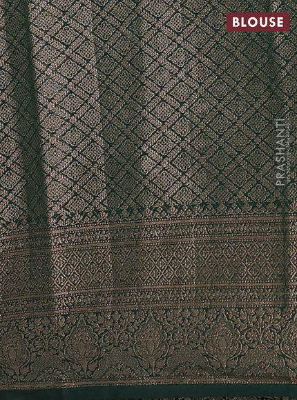Pink & Bottle Green Semi Chiniya Silk Saree