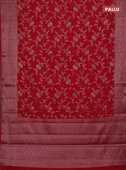 Red Semi Chiniya Silk Saree