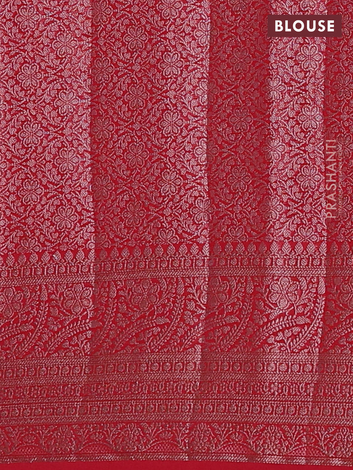 Red Semi Chiniya Silk Saree