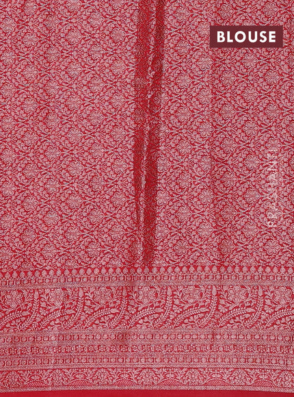 Bottle Green & Red Semi Chiniya Silk Saree