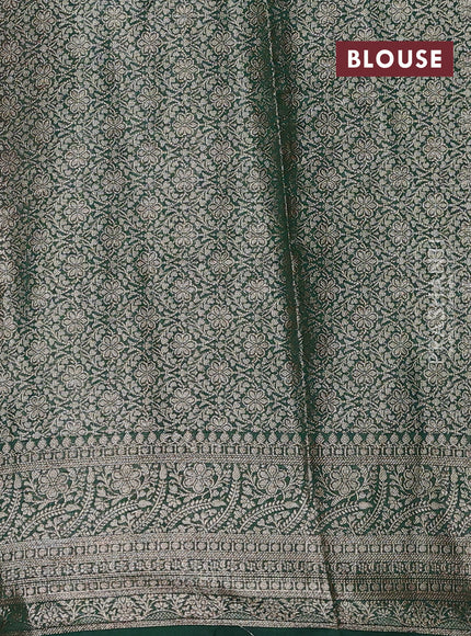 Pink & Bottle Green Semi Chiniya Silk Saree