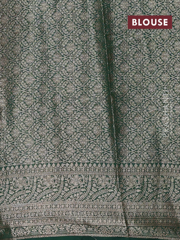 Pink & Bottle Green Semi Chiniya Silk Saree