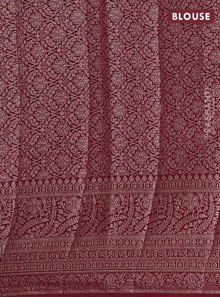 Peacock Blue & Maroon Semi Chiniya Silk Saree