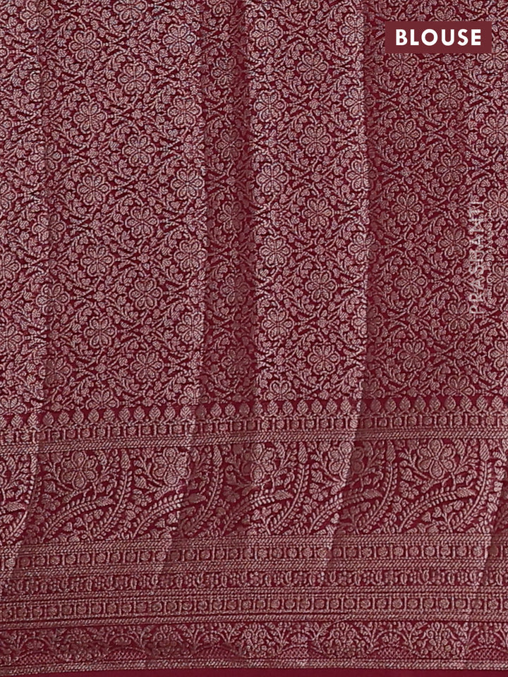 Peacock Blue & Maroon Semi Chiniya Silk Saree