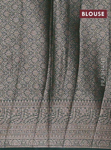 Wine & Bottle Green Semi Chiniya Silk Saree