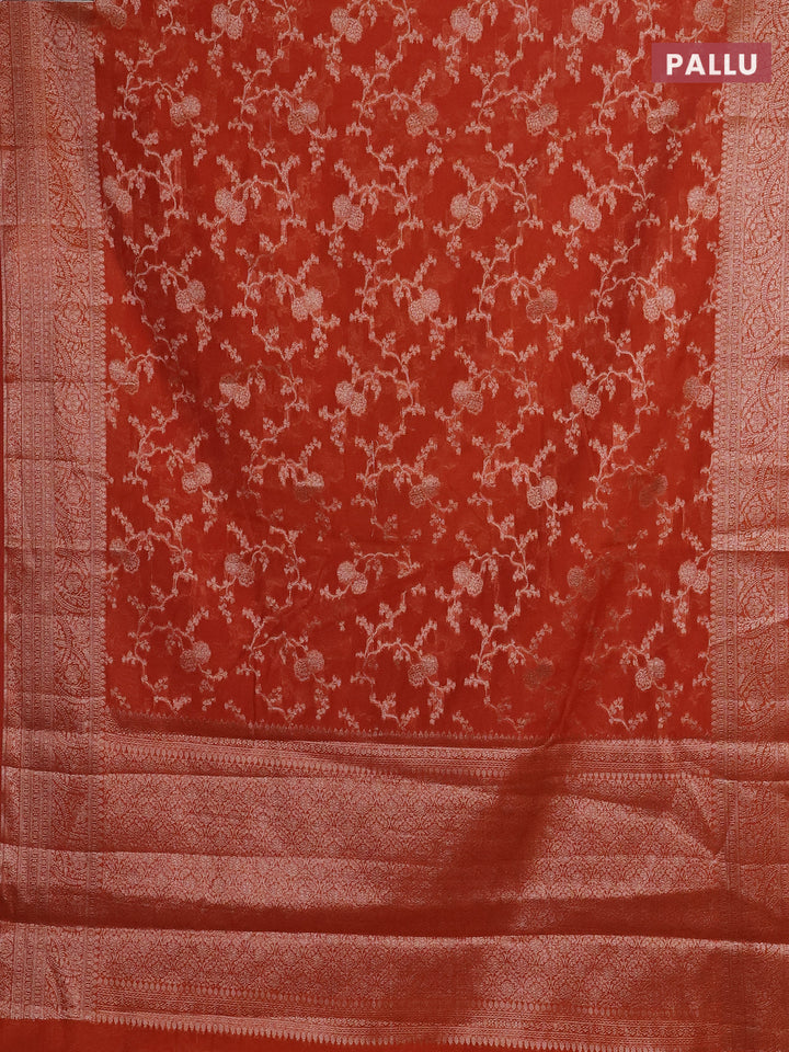 Rustic Orange Semi Chiniya Silk Saree
