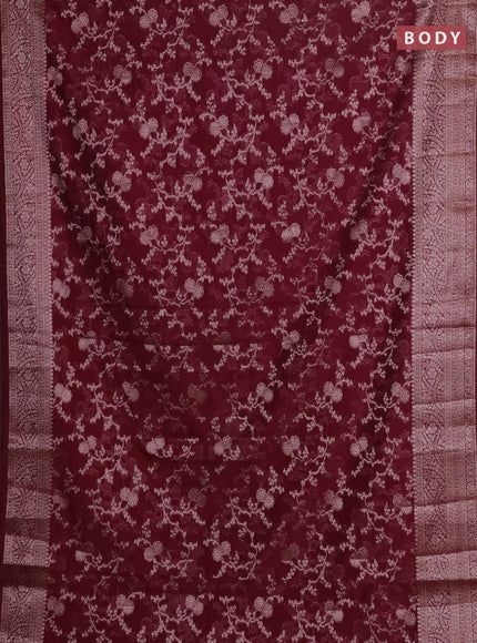 Wine Semi Chiniya Silk Saree