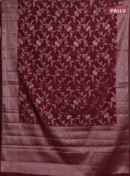 Wine Semi Chiniya Silk Saree