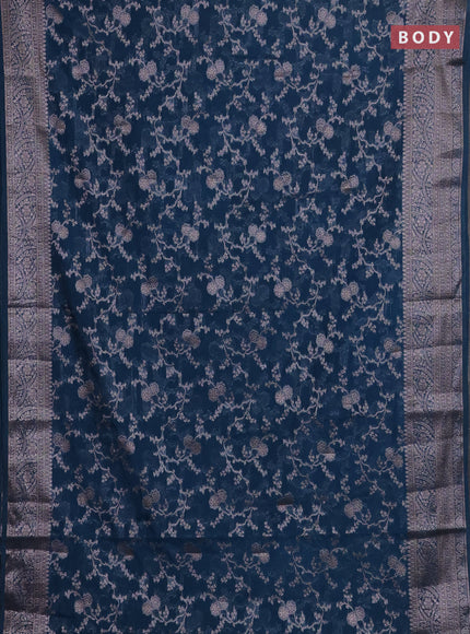 Peacock Green Semi Chiniya Silk Saree