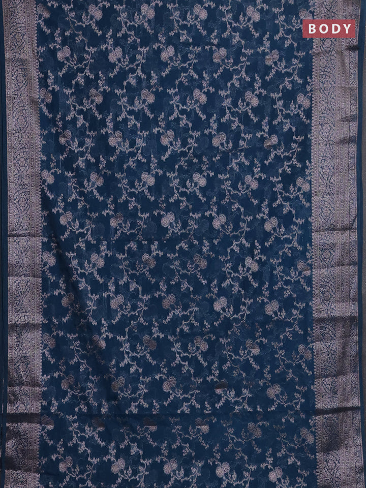 Peacock Green Semi Chiniya Silk Saree