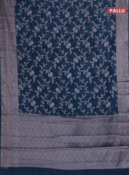 Peacock Green Semi Chiniya Silk Saree