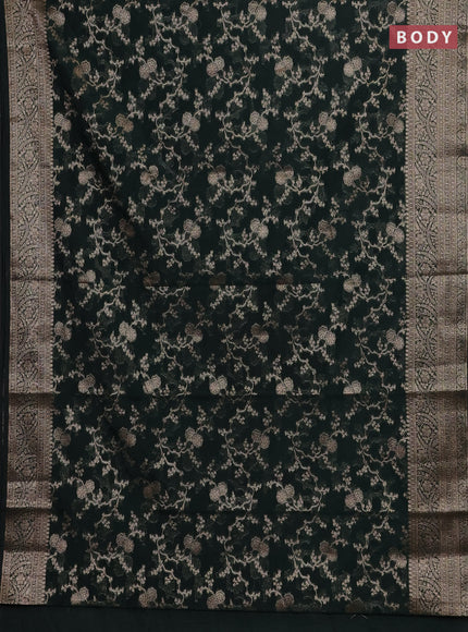 Bottle Green Semi Chiniya Silk Saree