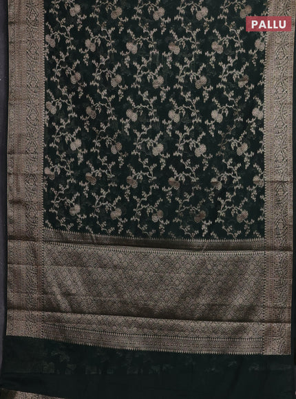 Bottle Green Semi Chiniya Silk Saree