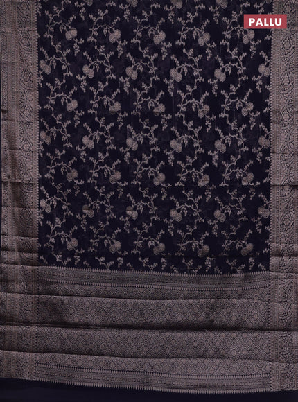 Navy Blue Semi Chiniya Silk Saree