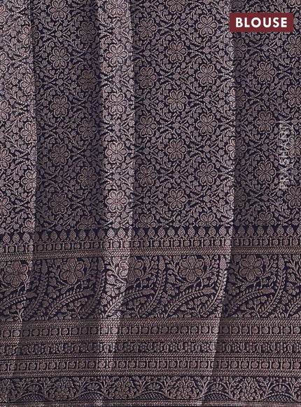 Navy Blue Semi Chiniya Silk Saree