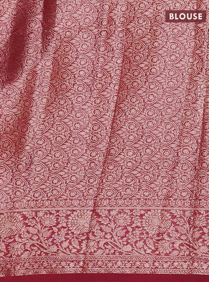 Peacock Blue & Maroon Semi Chiniya Silk Saree