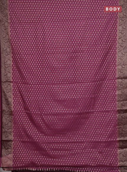 Mauve Pink & Wine Semi Chiniya Silk Saree
