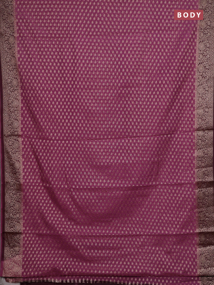 Mauve Pink & Wine Semi Chiniya Silk Saree