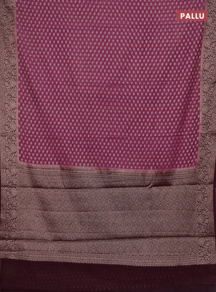 Mauve Pink & Wine Semi Chiniya Silk Saree
