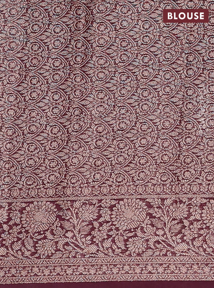 Mauve Pink & Wine Semi Chiniya Silk Saree