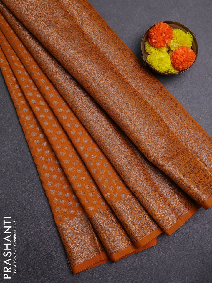 Mustard Yellow Semi Chiniya Silk Saree
