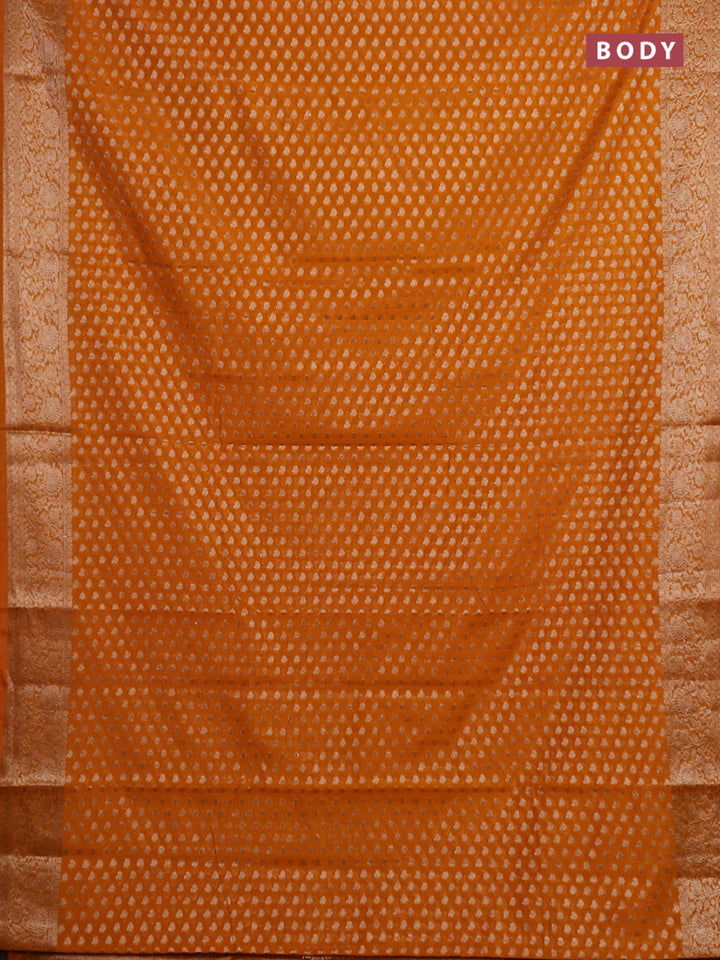 Mustard Yellow Semi Chiniya Silk Saree