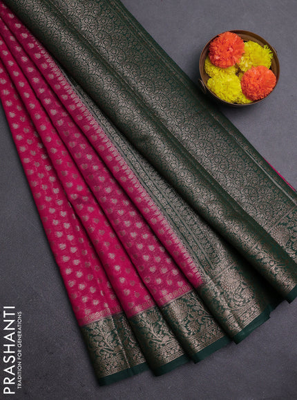 Pink & Green Semi Chiniya Silk Saree