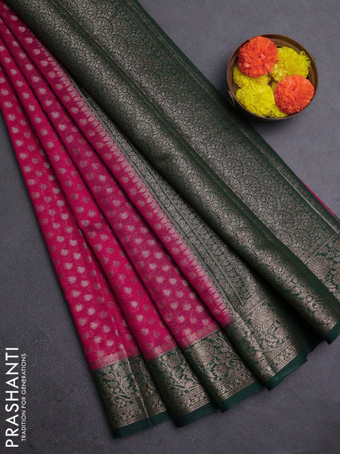Pink & Green Semi Chiniya Silk Saree