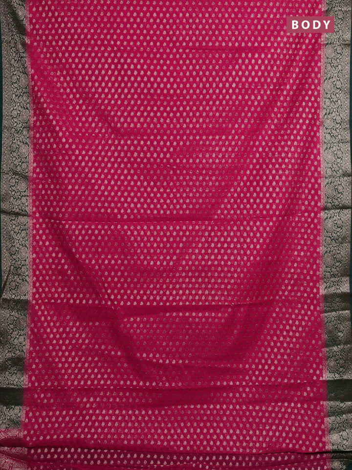 Pink & Green Semi Chiniya Silk Saree
