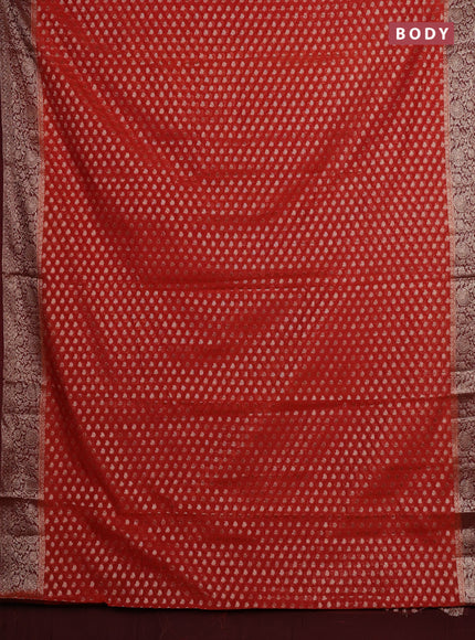 Rust & Maroon Semi Chiniya Silk Saree