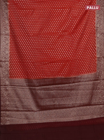 Rust & Maroon Semi Chiniya Silk Saree
