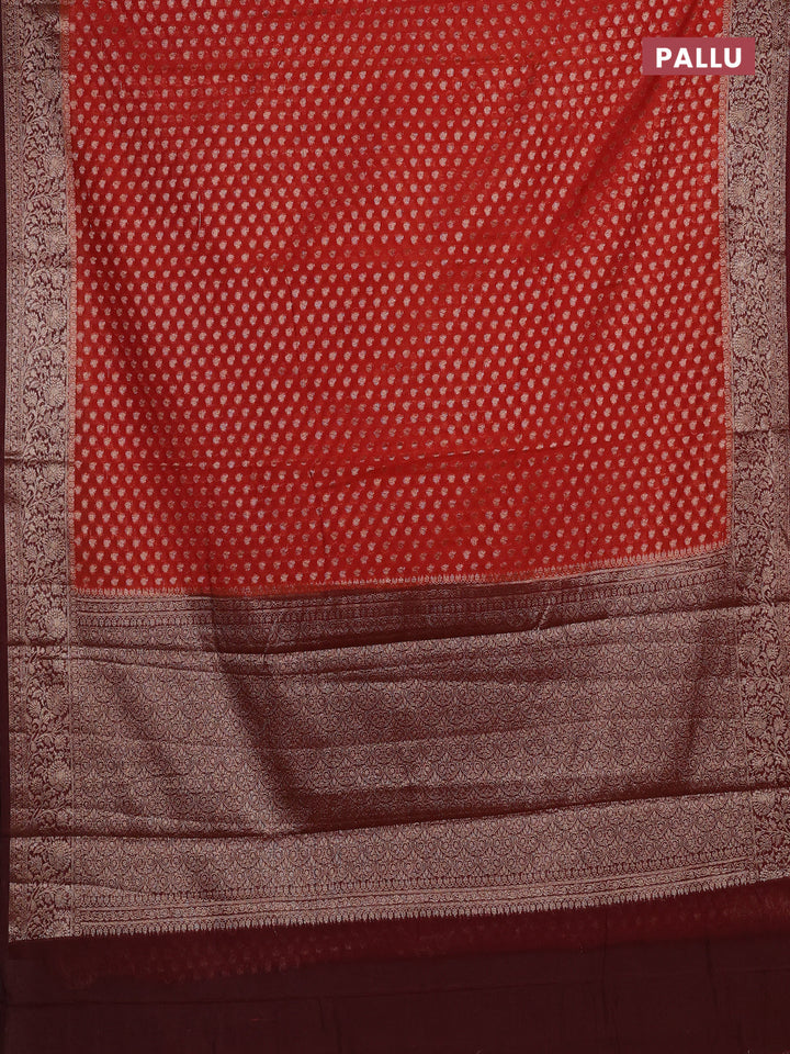 Rust & Maroon Semi Chiniya Silk Saree