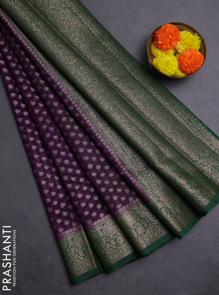 Violet & Green Semi Chiniya Silk Saree