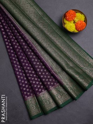 Violet & Green Semi Chiniya Silk Saree