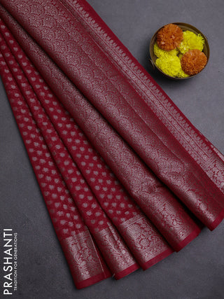 Red Semi Chiniya Silk Saree