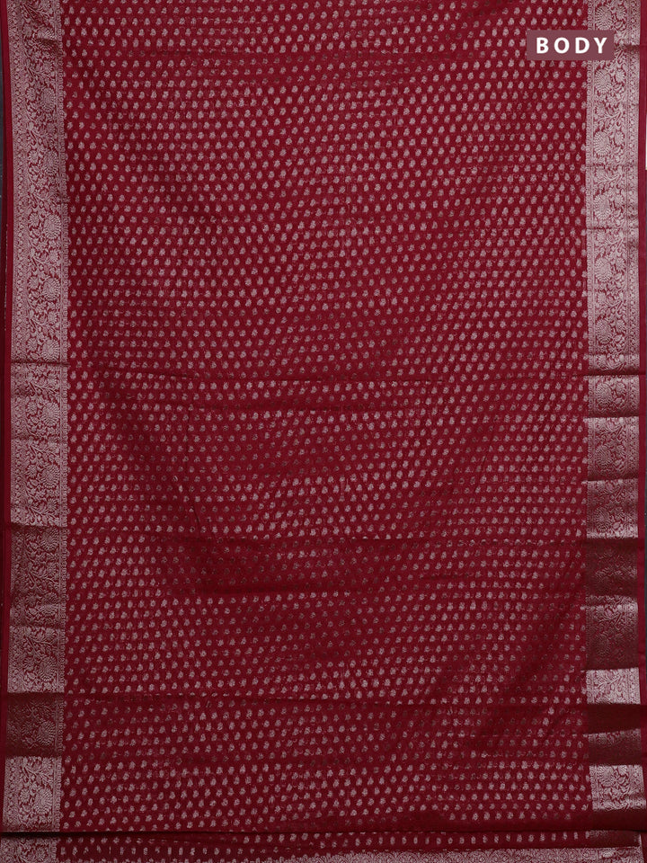 Red Semi Chiniya Silk Saree