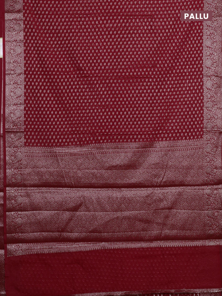 Red Semi Chiniya Silk Saree