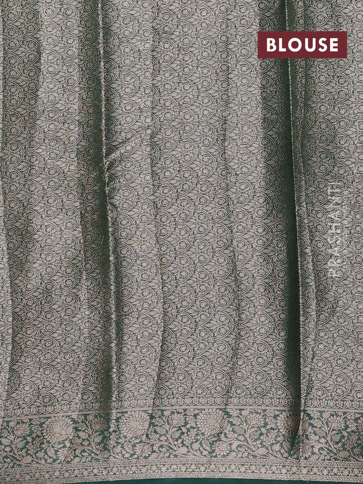 Red & Bottle Green Semi Chiniya Silk Saree