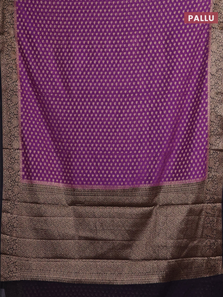Purple & Black Semi Chiniya Silk Saree