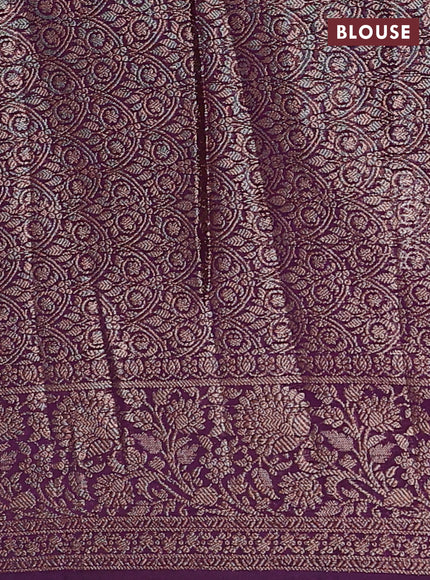 Mustard Yellow & Purple Semi Chiniya Silk Saree