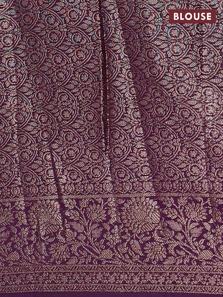 Mustard Yellow & Purple Semi Chiniya Silk Saree