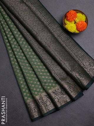Pastel Green & Bottle Green Semi Chiniya Silk Saree