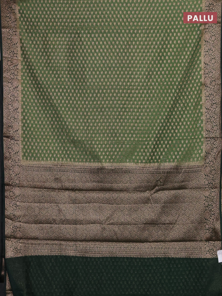 Pastel Green & Bottle Green Semi Chiniya Silk Saree