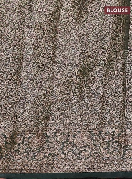 Pastel Green & Bottle Green Semi Chiniya Silk Saree
