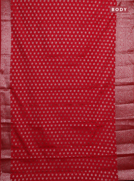 Red Semi Chiniya Silk Saree