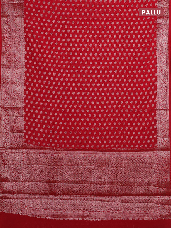Red Semi Chiniya Silk Saree