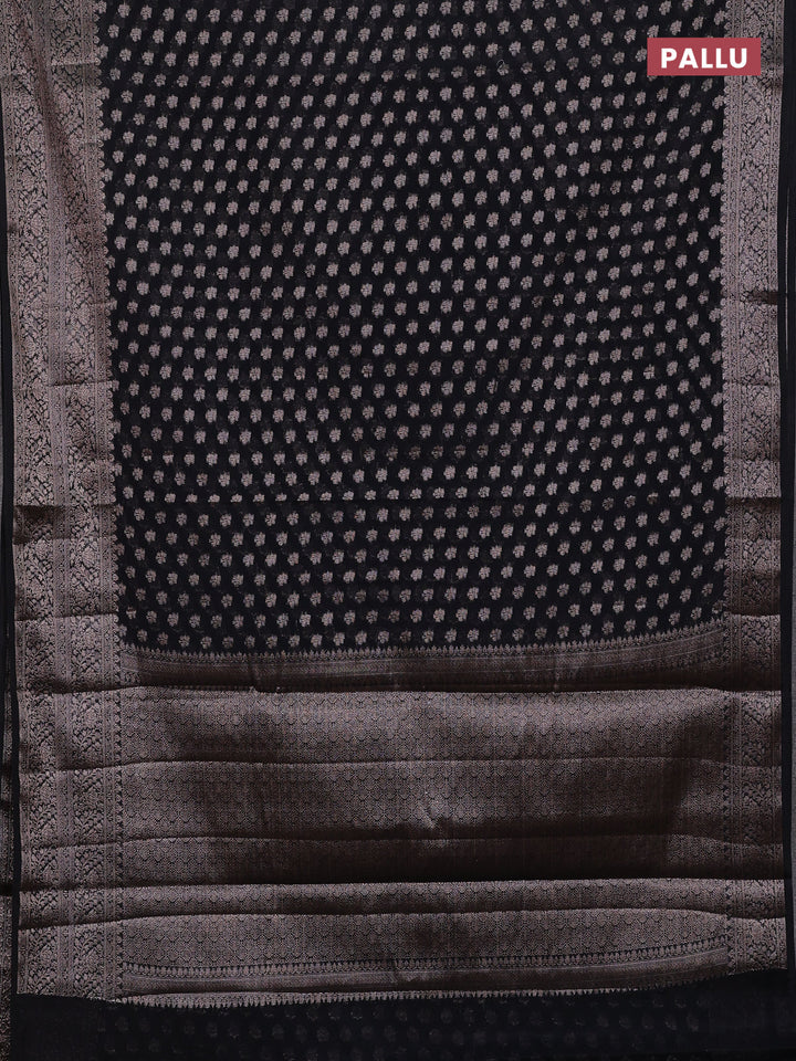 Black Semi Chiniya Silk Saree